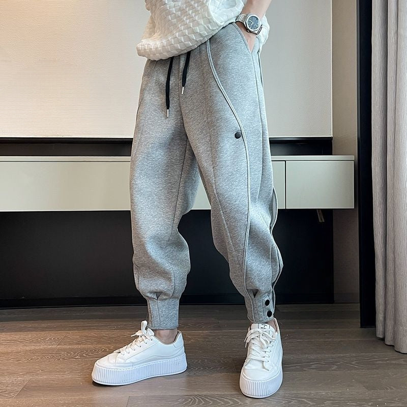 Jogging Hype Fuselé en velours coton Gris - Coupe fuselée et élégance haut de gamme