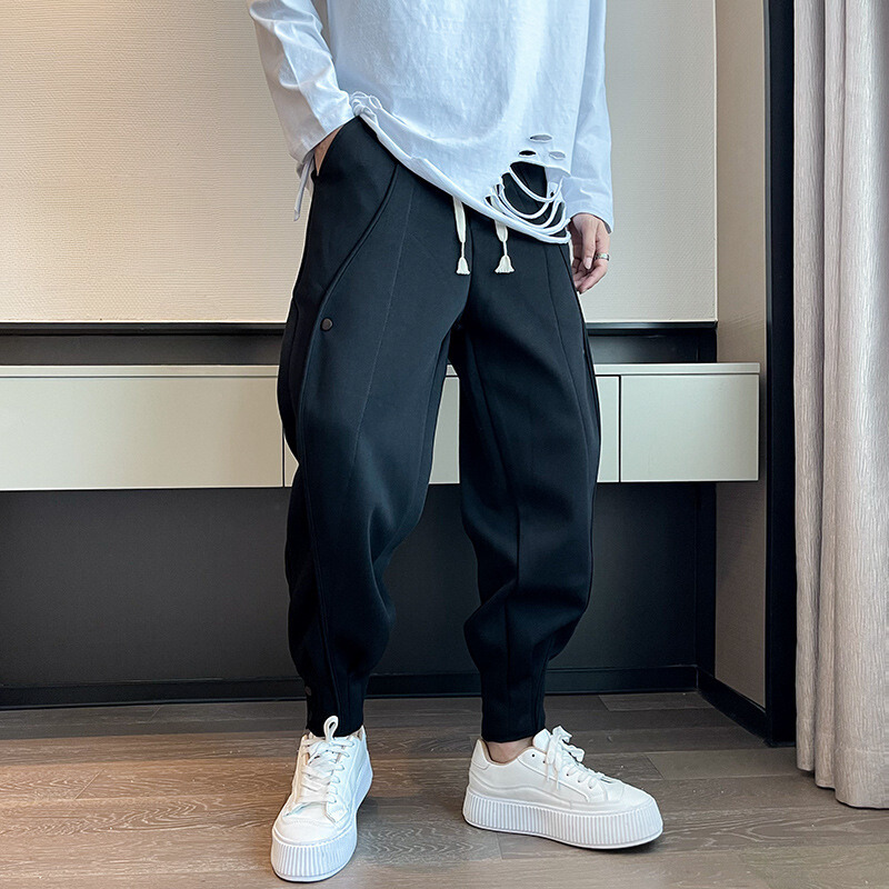 Jogging Hype Fuselé en velours coton Noir - Style pratique et confort ultime