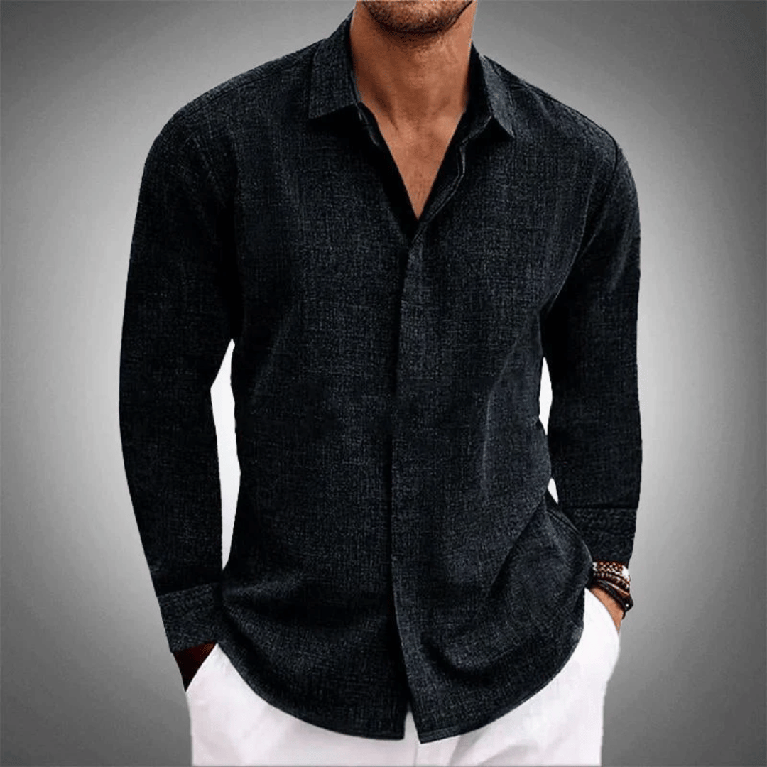 Chemise en lin Maurino Charbon minuit - Habillage impeccable pour une élégance quotidienne