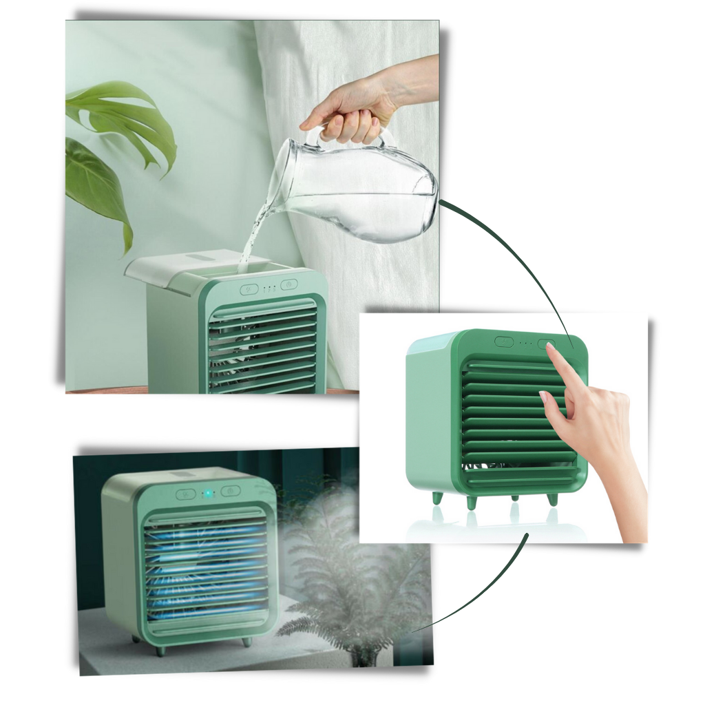 Mini Climatiseur Rechargeable à Eau - Design Déco Léger et Compact travel bot