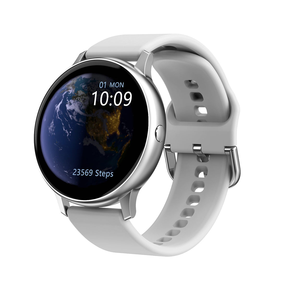 Montre connectée intelligente pour Femme et Homme - Gris crème - Autonomie prolongée, Notifications smartphone