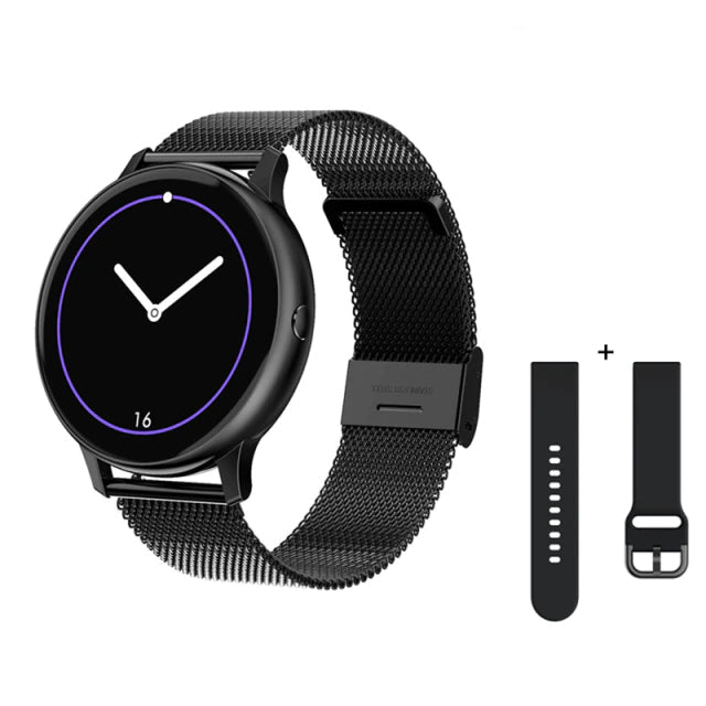 Montre connectée intelligente pour Femme et Homme - Noir Neo + Bracelet noir - Modes sportifs, Notifications smartphone, Suivi santé