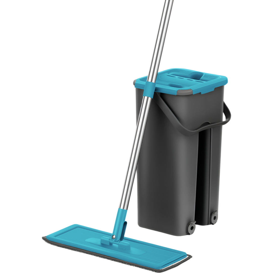 Mop de nettoyage automatique en microfibres Bleu - Efficace et durable pour surfaces propres