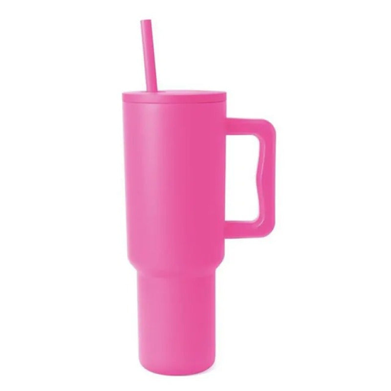 Mug Isotherme avec Paille - Gourde.2L Baby rose en Acier Inoxydable Sans BPA | Hydratation Pratique