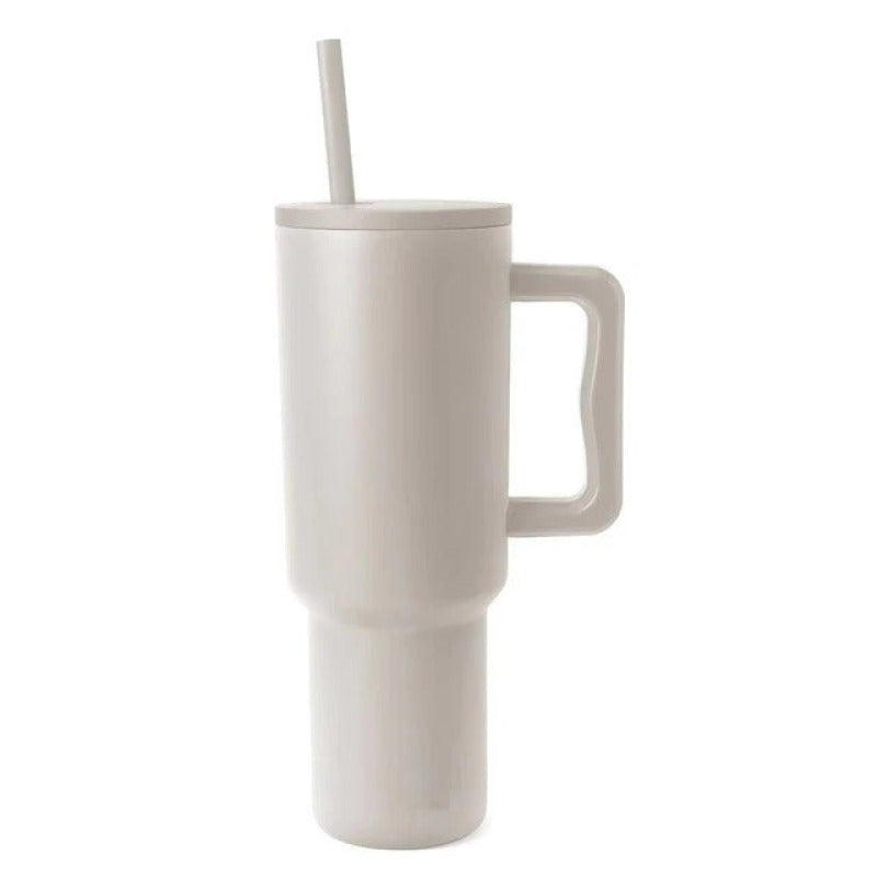 Mug Isotherme avec Paille - Gourde.2L Gris en Acier Inoxydable Sans BPA | Hydratation Pratique