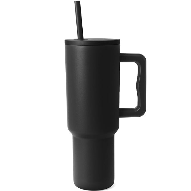 Mug Isotherme avec Paille - Gourde .2L Noir en Acier Inoxydable Sans BPA | Hydratation Pratique