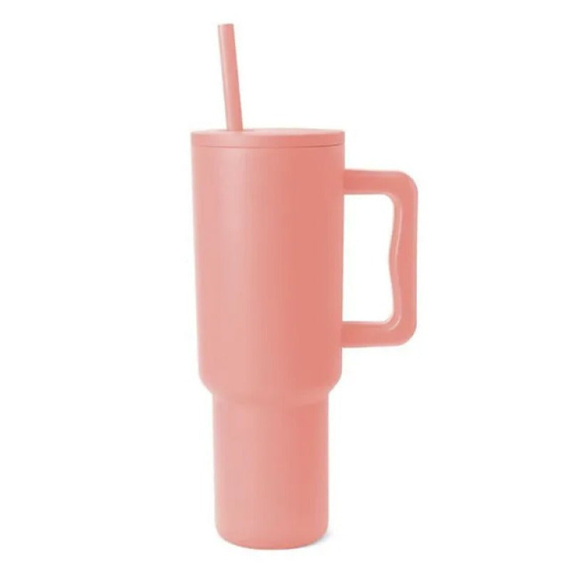 Mug Isotherme avec Paille - Gourde.2L Rose pale en Acier Inoxydable Sans BPA | Hydratation Pratique
