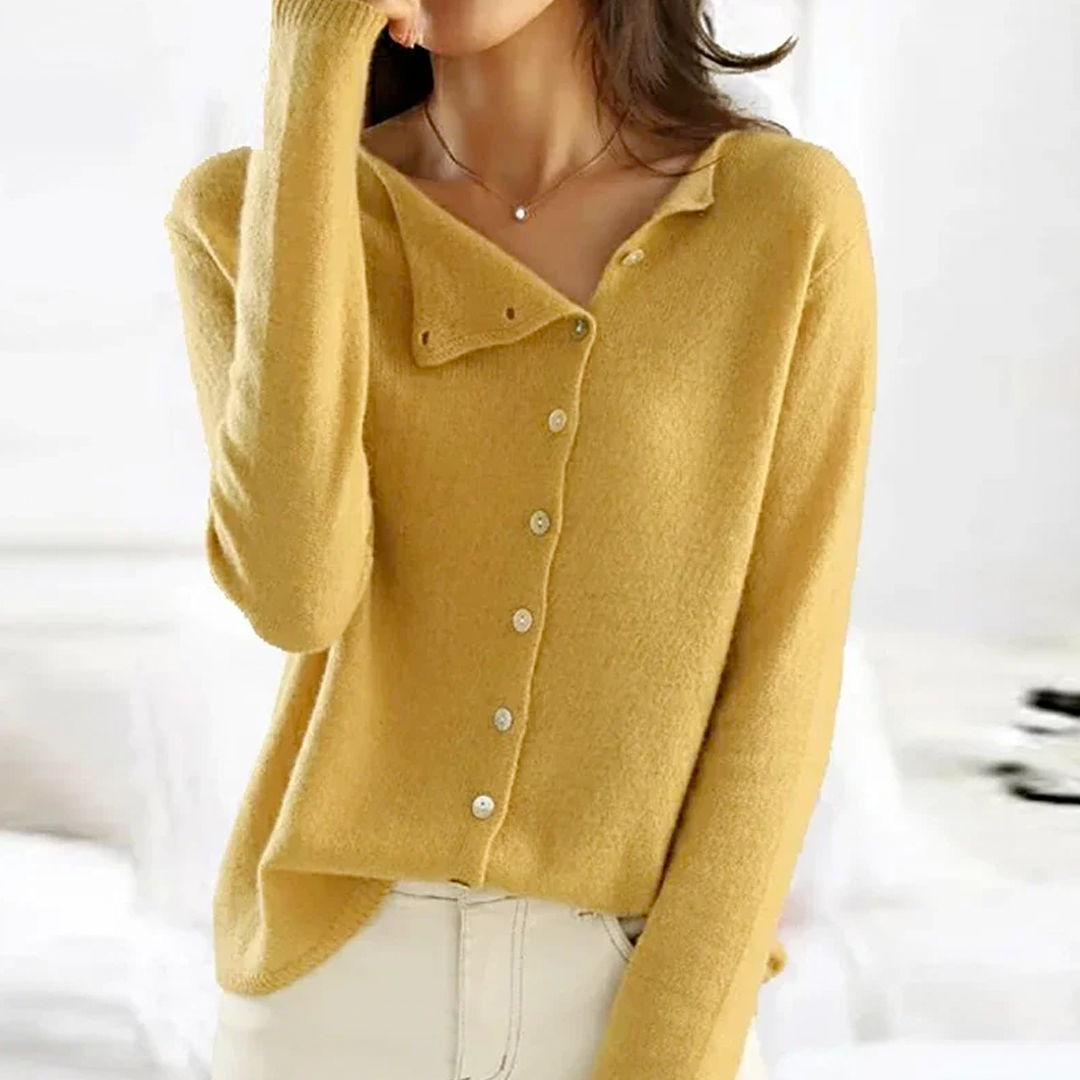 Pull à Boutons Nath en Jaune - Design Soigné et Pull Cosy leak