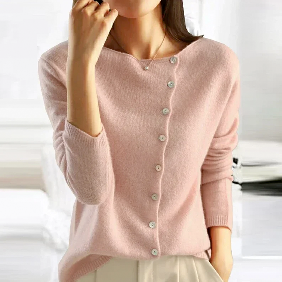 Pull à Boutons Nath en Rose - Look Confiant et Mode Chic leak-p