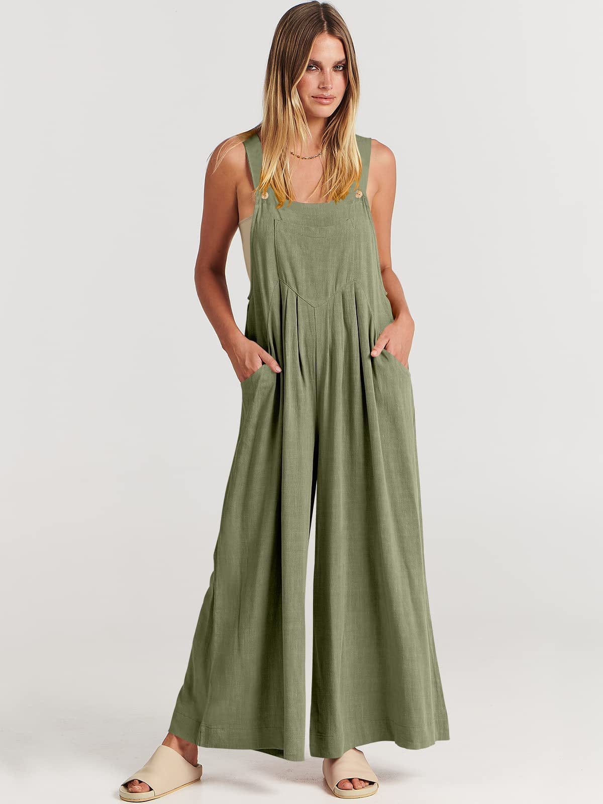 Combinaison polyvalente Nathalie Vert et kaki pour femmes modernes | Jambes larges et silhouette flatteuse