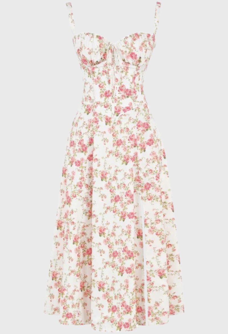Robe d'Été à Fleurs Nathalie - Fleur de rose, Élégance et Confort