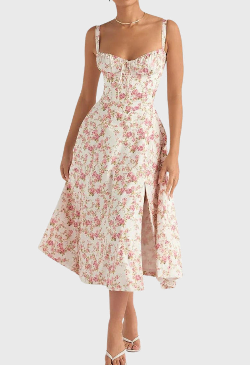 Robe d'Été à Fleurs Nathalie - Élégance et Confort pour Occasions Spéciales t