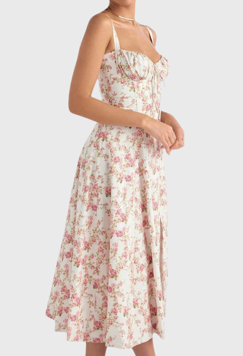 Robe d'Été à Fleurs Nathalie - Élégance et Confort pour Occasions Spéciales t
