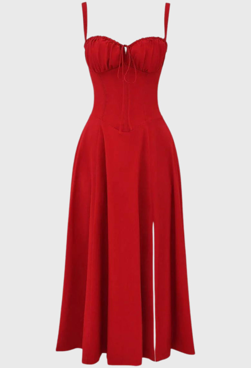 Robe d'Été à Fleurs Nathalie - Rouge, Confiance en Soi et Occasions Spéciales