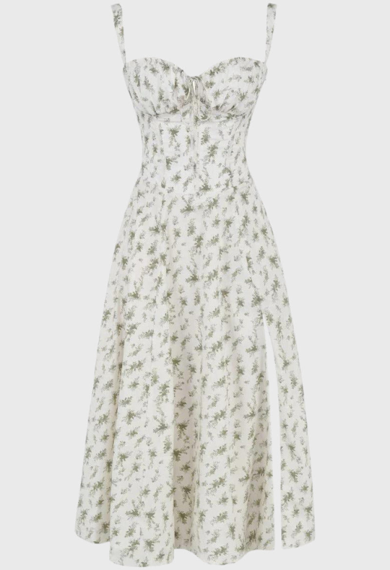 Robe d'Été à Fleurs Nathalie - Vert, Beauté Naturelle et Haute Qualité travel