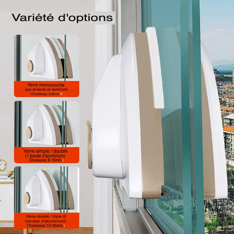 Nettoyeur de vitres magnétique - Entrée USB-C pour une recharge pratique trav