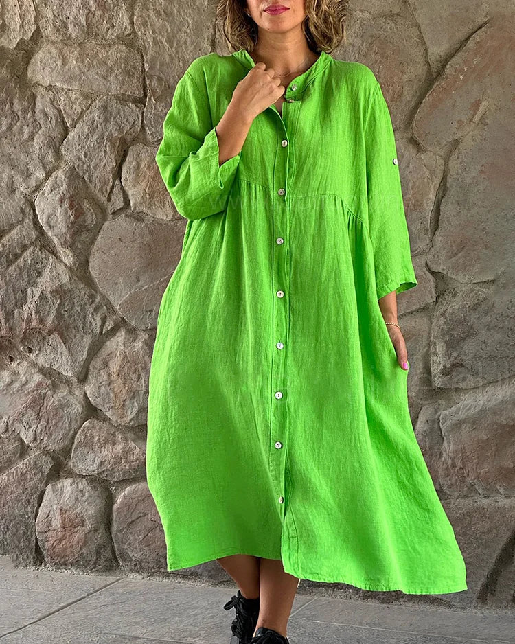 Robe ample avec chemise en coton et lin pour un look élégant et confortable t