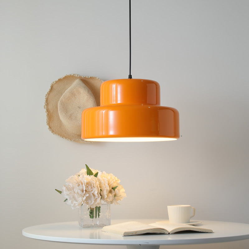 Lampe pendante Bauhaus orange italienne