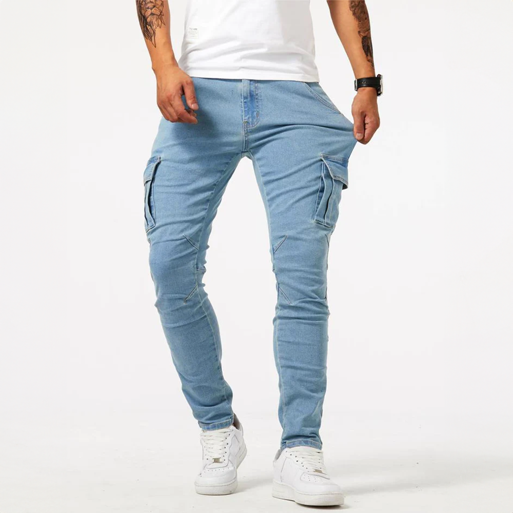 Jean Cargo en Denim Urbain - Bleu | Fibres Flexibles et Mouvement Libre | Päg
