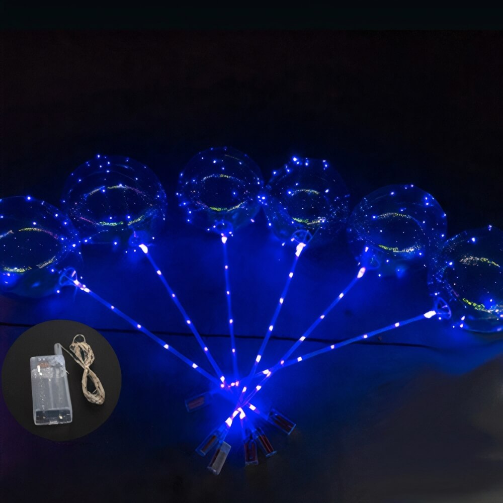 Ballons LED Bleus Réutilisables pour une Décoration Apaisante et Festive trav