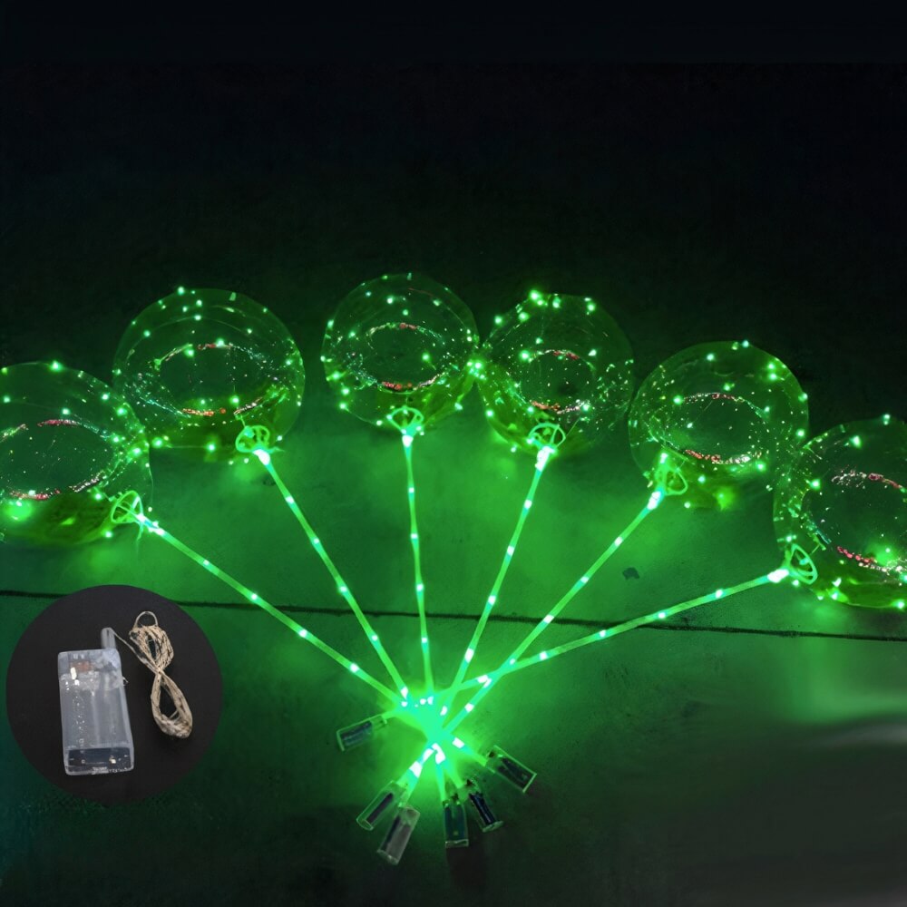 Ballons LED Verts Réutilisables pour une Décoration Rafraîchissante et Écologique