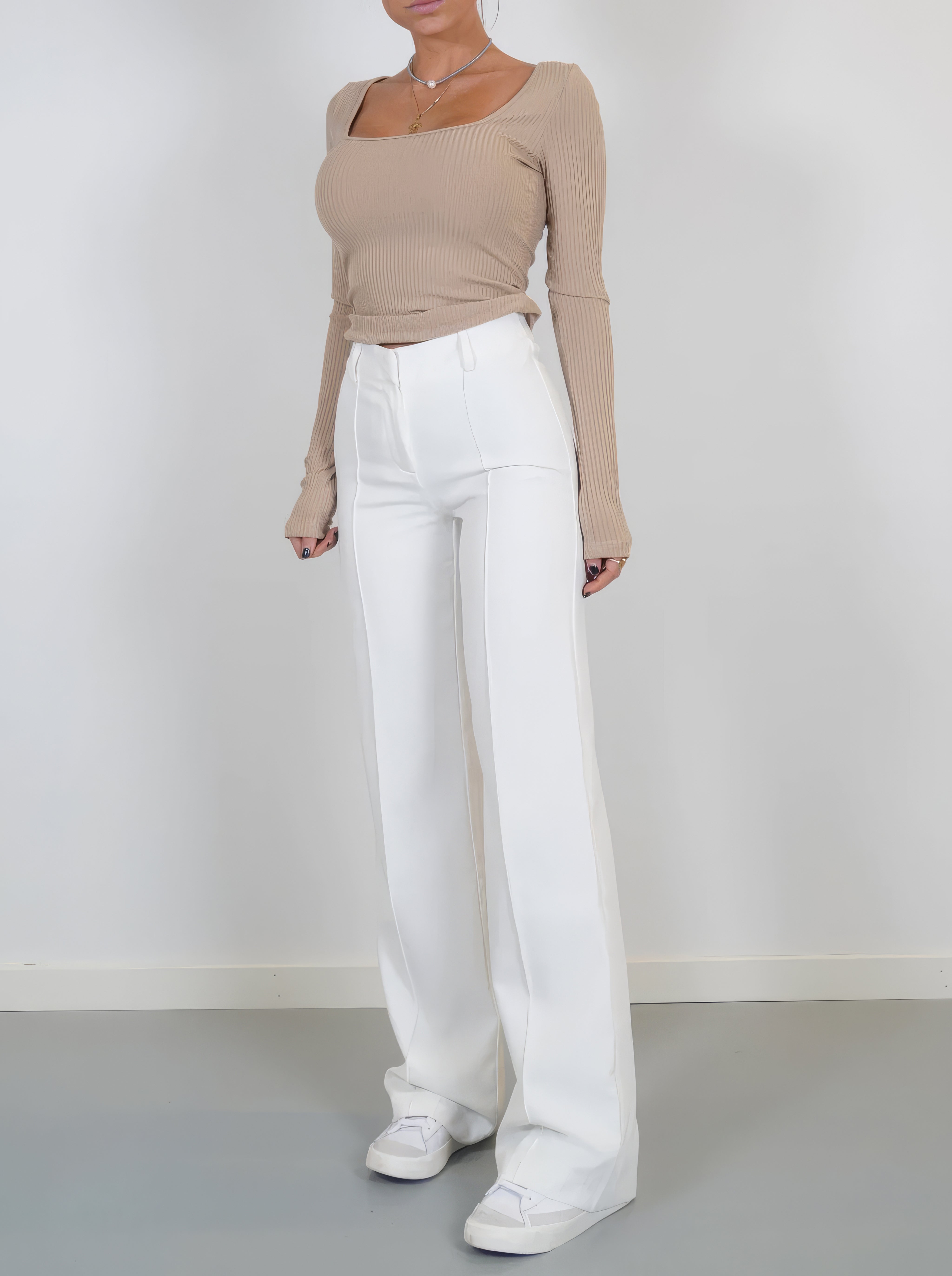 Pantalon classique blanc taille haute - Qualité supérieure et style polyvalent do