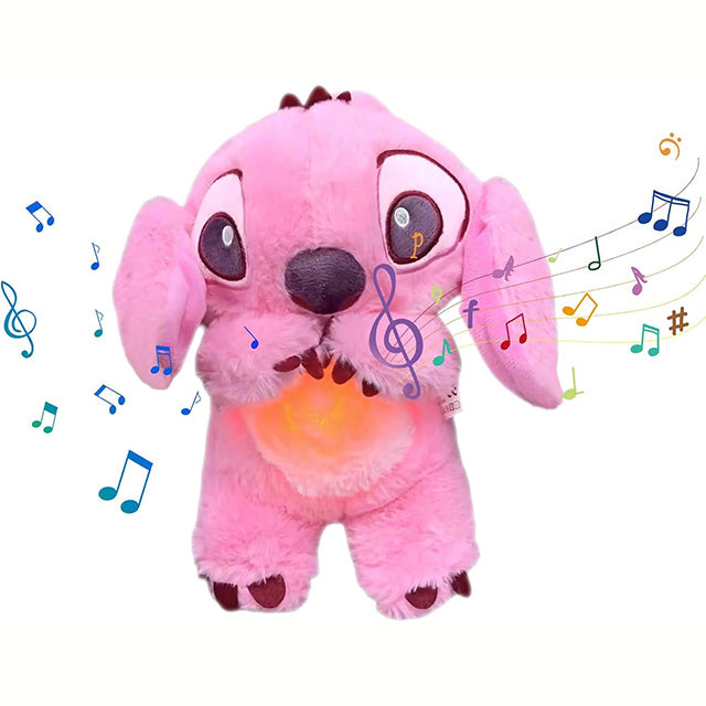 Peluche Stitch Apaisante Rose avec Respiration Réaliste et Douce Berceuse - Compagnon de Sommeil