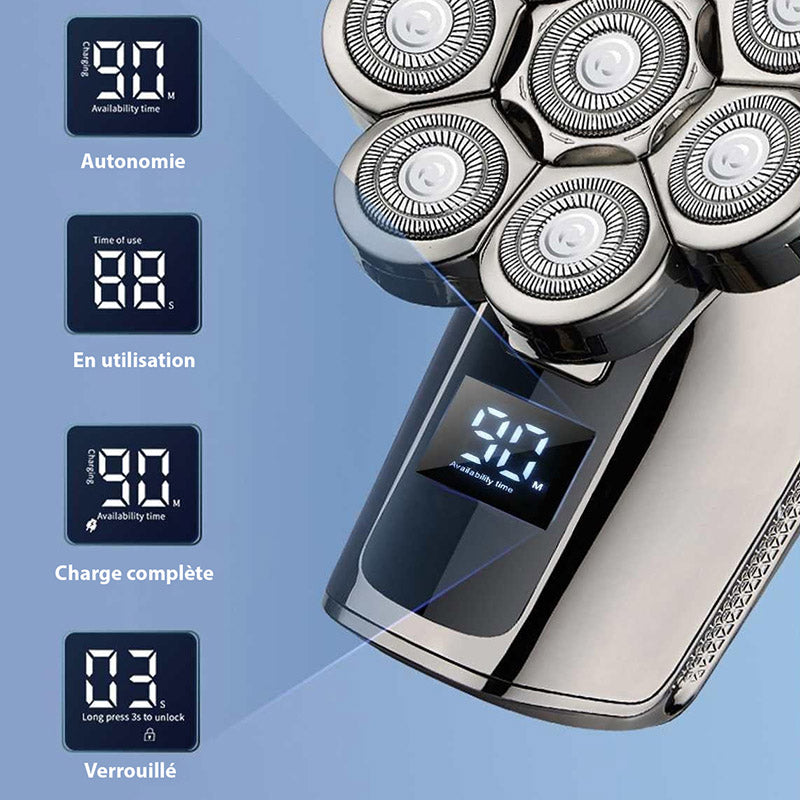 Rasoir 7D Amélioré pour Hommes Chauves - Accessoires de Rasage, Rasage Parfait et Rapide