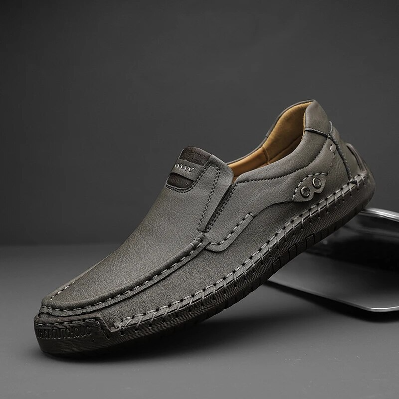 Chaussures en Cuir Véritable Romain, confort quotidien en Gris