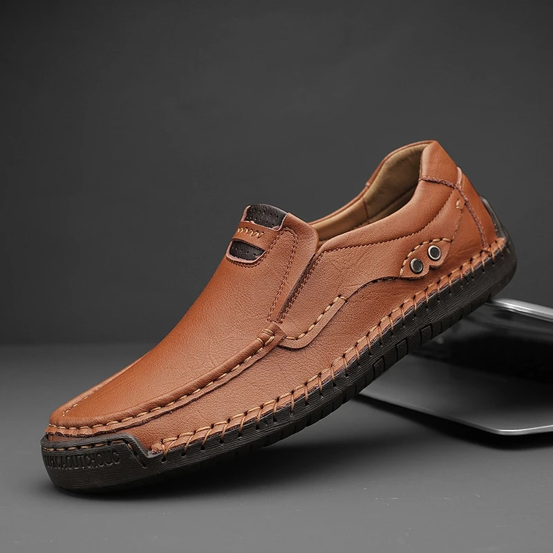 Chaussures en Cuir Véritable Romain, design pratique en Marron clair
