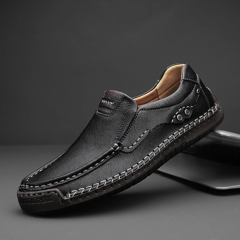 Chaussures en Cuir Véritable Romain, qualité supérieure en Noir