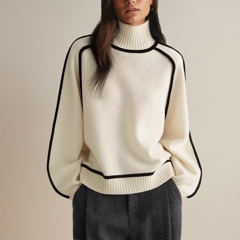 Pull à col roulé en cachemire doux pour femme, couleur blanche chic et douce