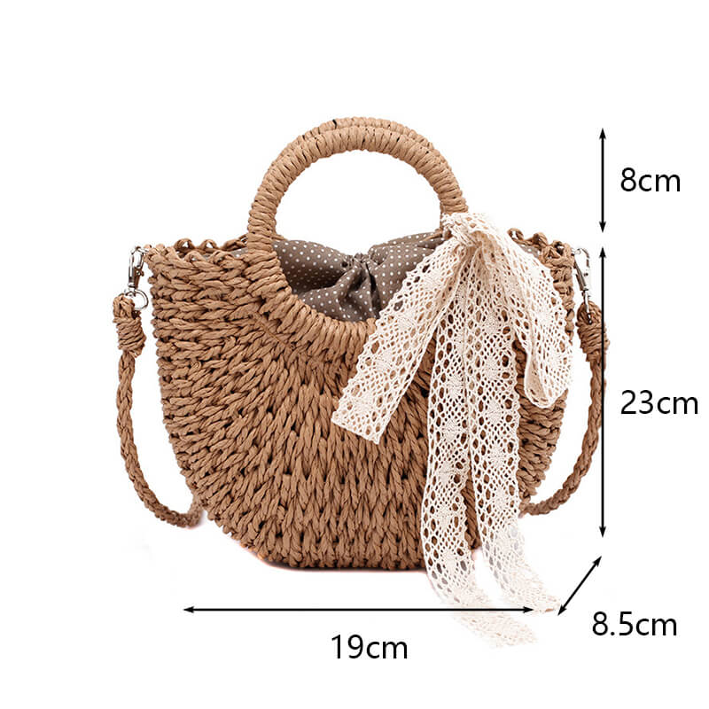 Sac en Paille Tissé à la Main - Logo Éco-responsable, Tendance Plage travel b