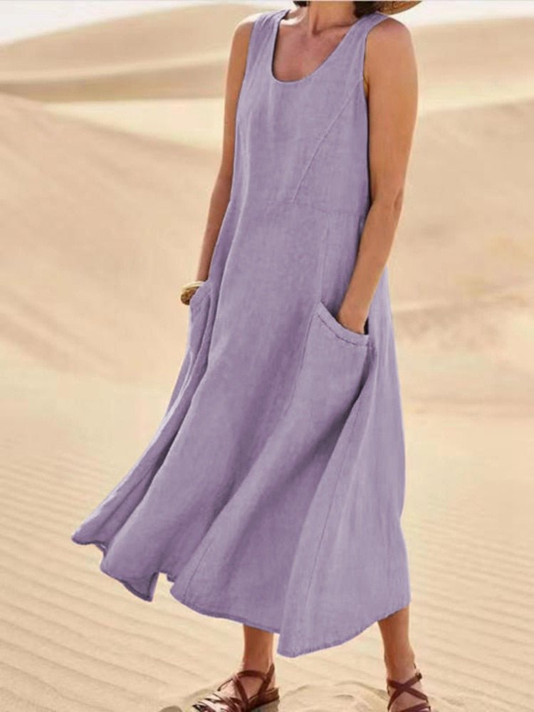 Robe d'été sans manches décontractée Seraphina Violet - Confort léger et élégance aérienne
