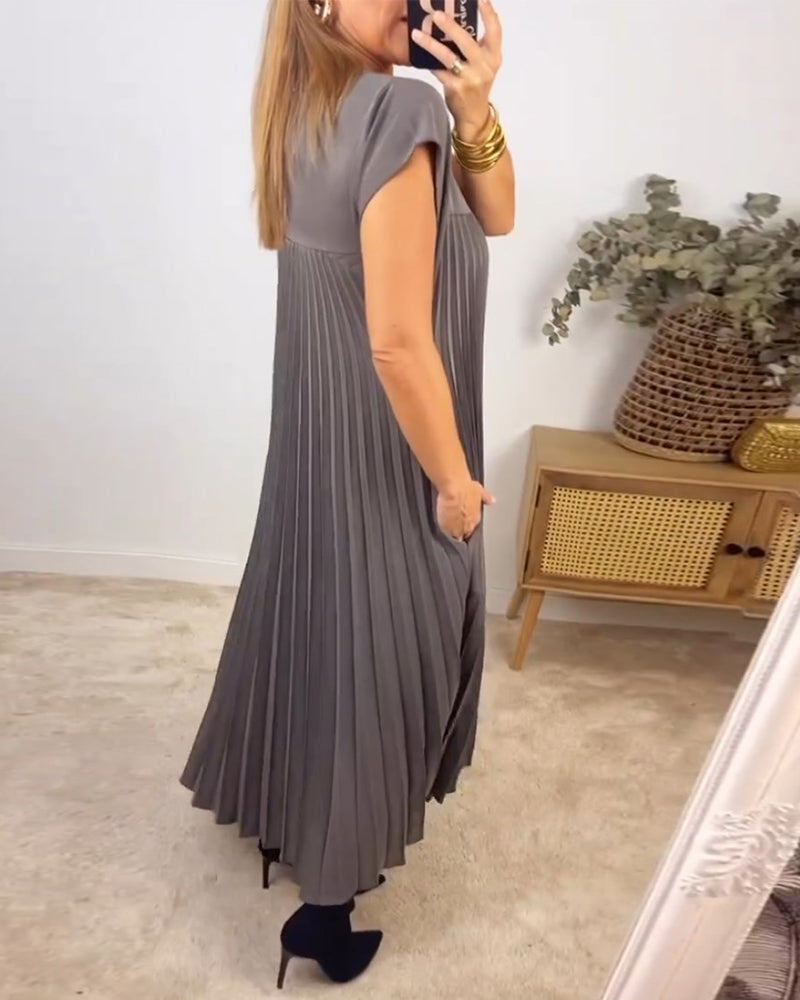 Robe plissée sans manches Serenity en coton mélangé pour un confort quotidien et un look moderne