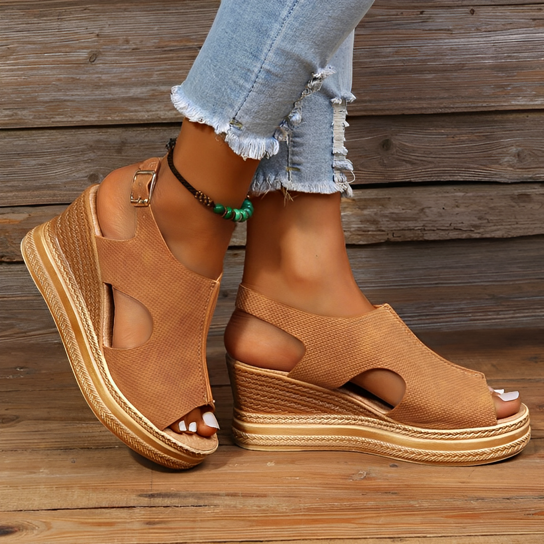 Sandales d'Été Scintillantes Sheila couleur Beige, nouveau design et confort pieds