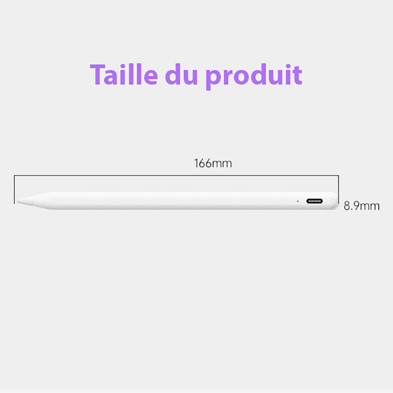 Stylet Tactile Sans Fil avec Détecteur d'Inclinaison et Charge Rapide - Compatible iPad Pro Air et Mini