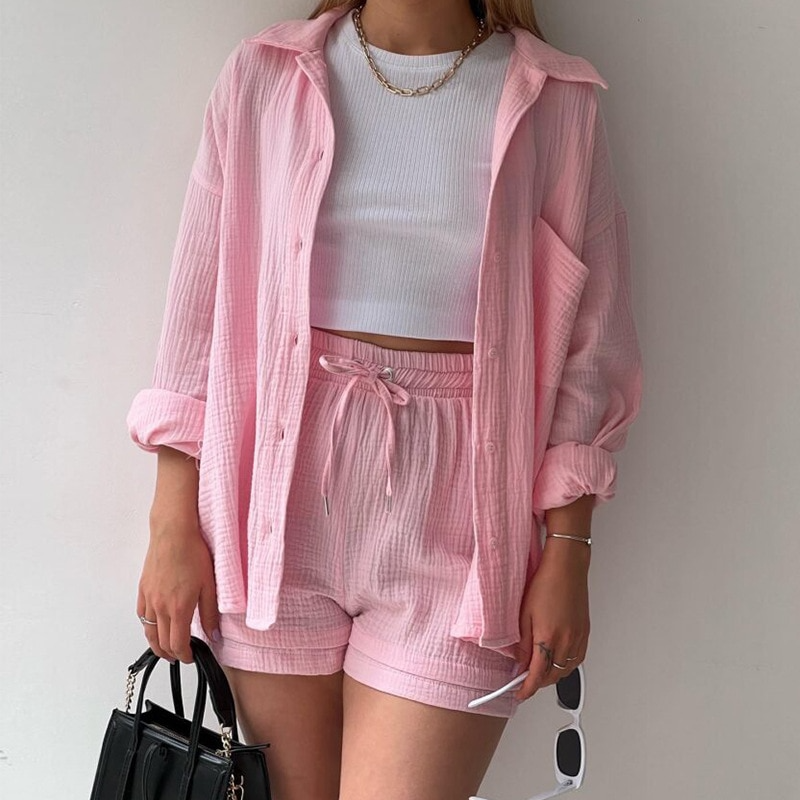 Ensemble confortable Suzie en Rose clair, tissu doux et entretien facile trav