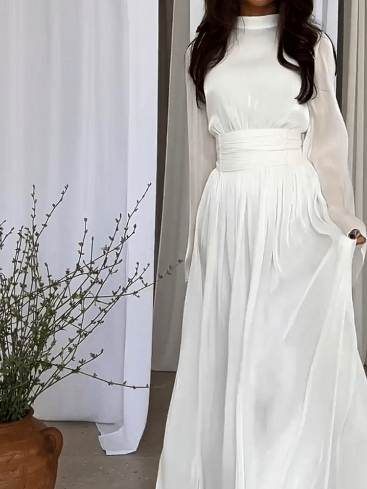 Robe longue Sybile Blanc | Confort haut de gamme et élégance intemporelle tra