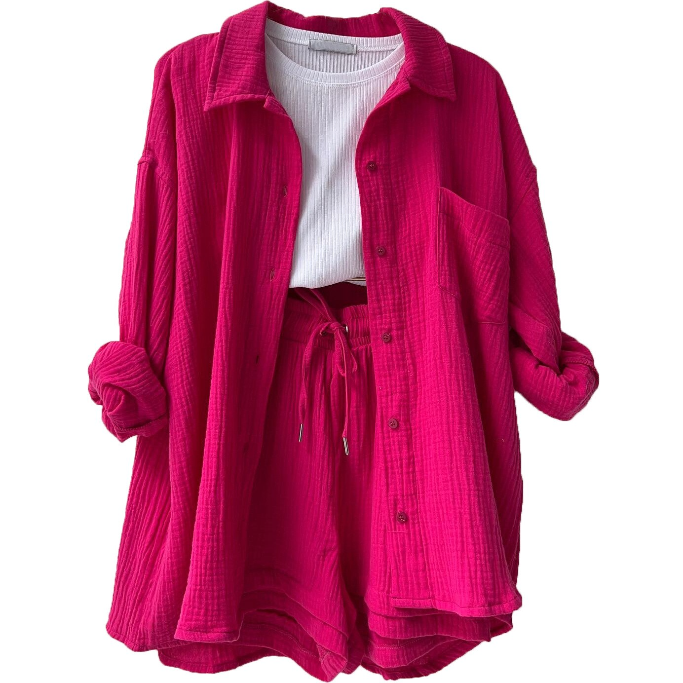 Ensemble coton premium rose pour femme Sylvie - Qualité supérieure et style féminin