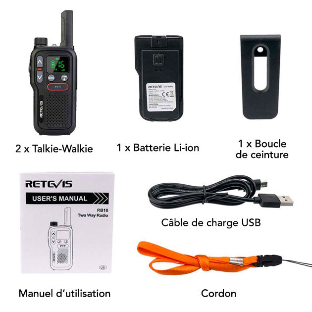Talkie Walkie longue distance - Retevis avec batterie haute capacité et qualité audio HD