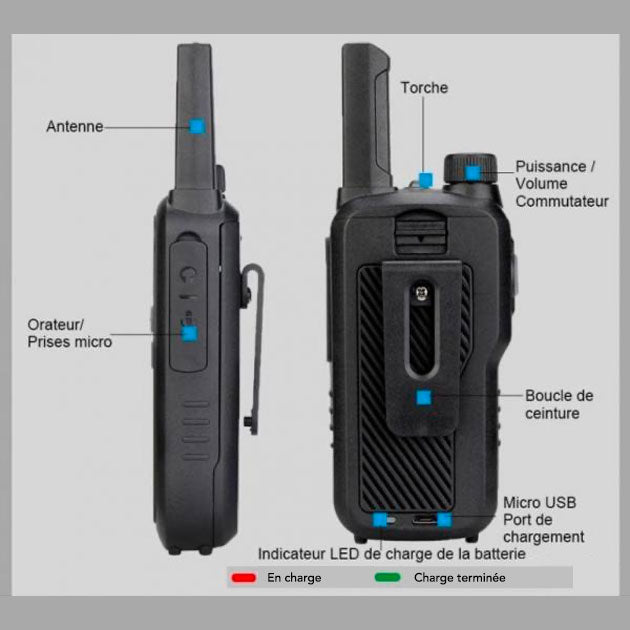 Talkie Walkie longue distance - Retevis avec batterie haute capacité et qualité audio HD