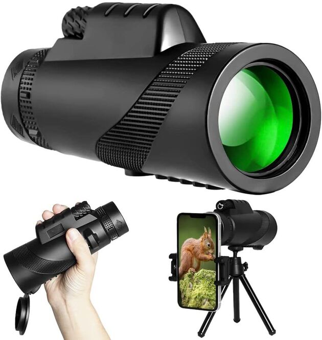 Télescope Monoculaire Puissant Zoom 80x100 Noir - Lentille multicouche et étanche, support téléphone