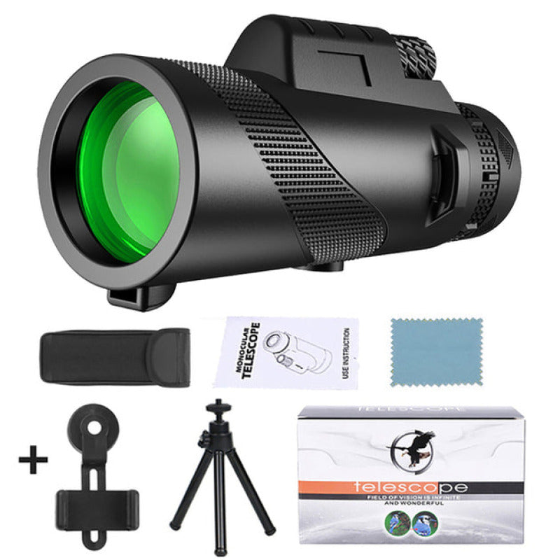 Télescope Monoculaire Puissant Zoom 80x100 - Adaptateur téléphone et Trepied, lentille multicouche et étanche
