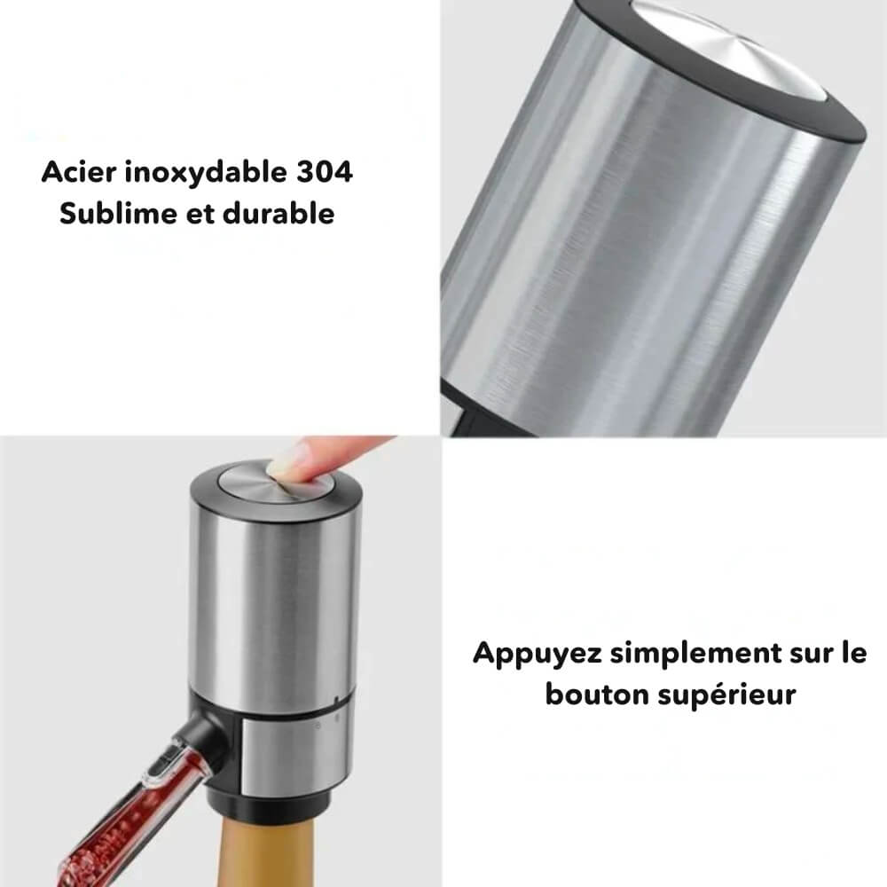 Aérateur, Conservateur et Distributeur pour Vin avec Design Élégant