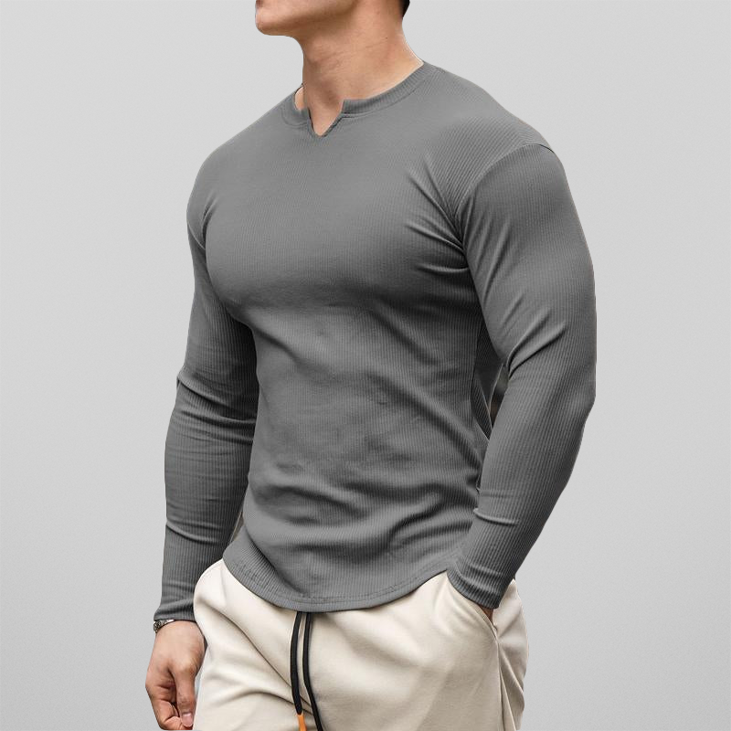 T-shirt coupe muscle-fit en gris avec sergé respirant et taille cintrée trave