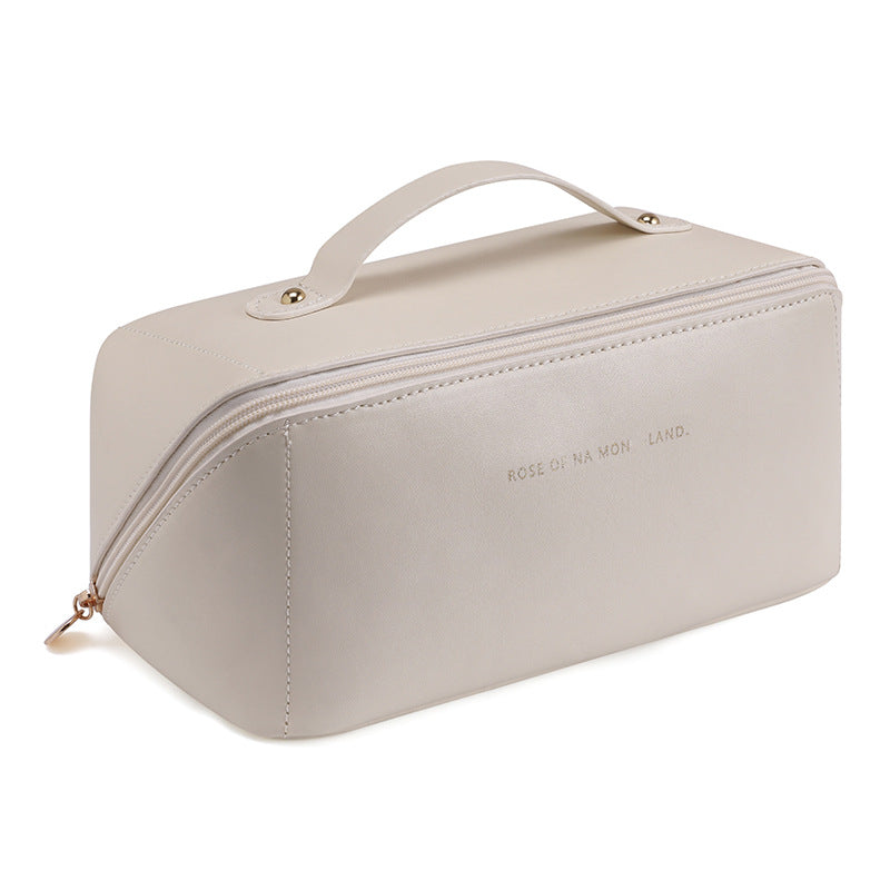 Trousse de maquillage PRESTIGE en cuir artificiel waterproof - Beige travel b