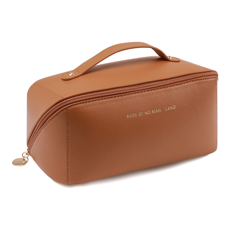 Trousse de maquillage PRESTIGE en cuir artificiel waterproof - Brun
