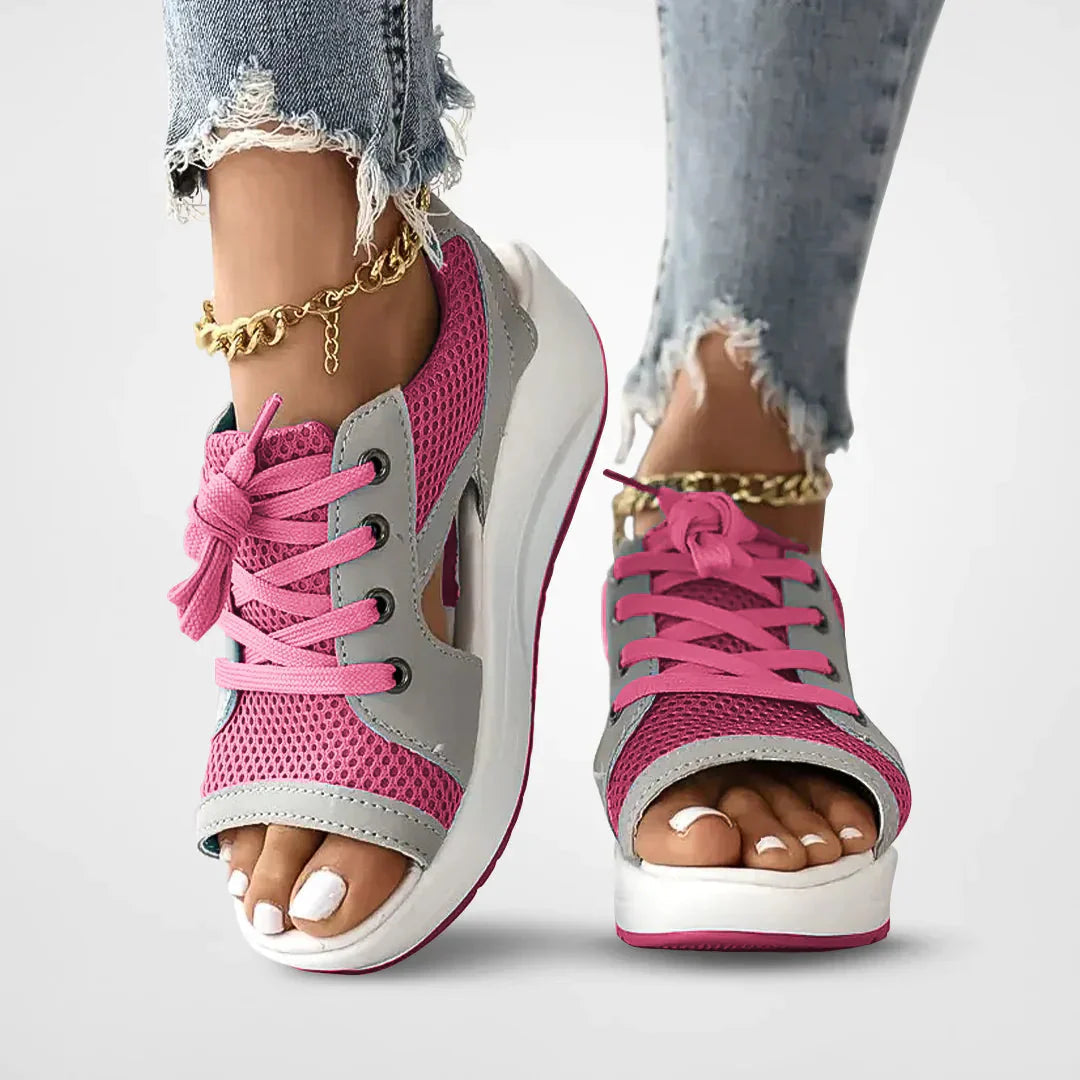 Sandales confortables Valenza en Rose avec amortissement gel et mode féminine