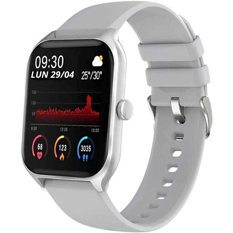 Montre Connectée Santé WellnessWave Gris | Suivi Santé en Temps Réel - iOS Android